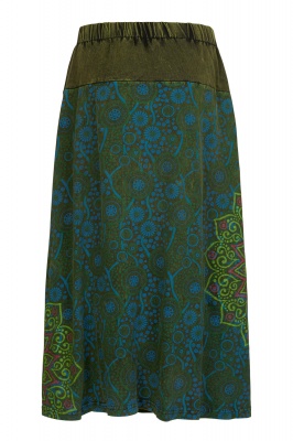 Mandala print long skirt with pockets