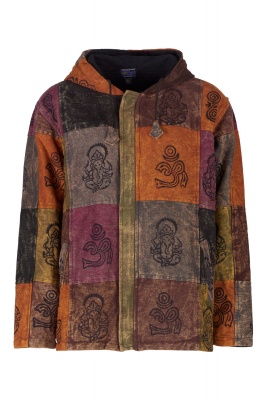Fleece lined patchwork hippie hooded jacket - S/M only