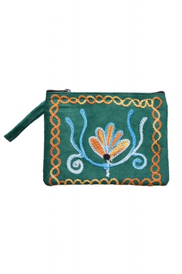 Suede purse with embroidery