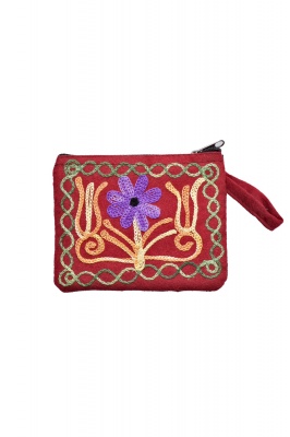 Small suede purse with embroidery