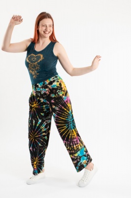 Wide leg hippie tie dye trousers