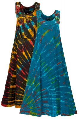 Long tie dye pinafore dress