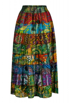 Long boho style tiered skirt with pockets - S/M size only