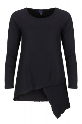 Long sleeve top with asymmetric hem