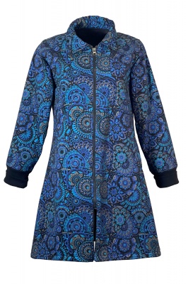 Lightweight fleece lined mandala print coat