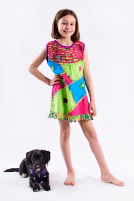 Children sleeveless patchwork dress