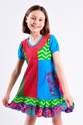 Children colourful short sleeve dress