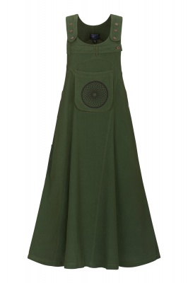 Long pinafore dress with pockets