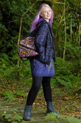 Flower power hippie patchwork backpack