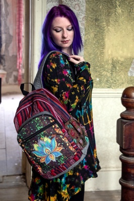 Colourful screen printed Gheri backpack