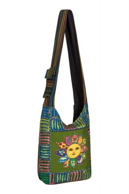 Screen printed hippie shoulder bag