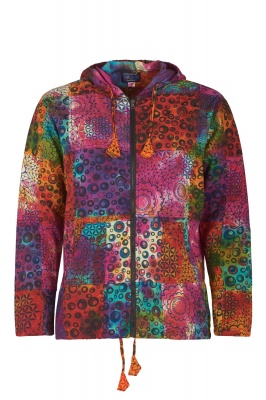 Colourful patchwork hooded jacket