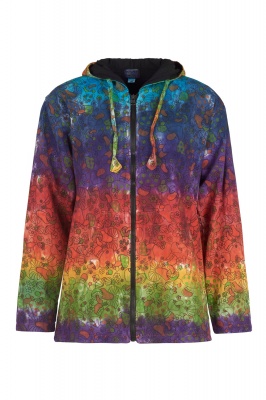 Rainbow mushroom print hooded jacket