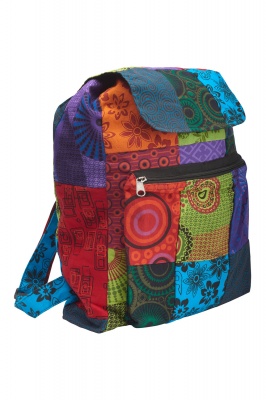 Colourful patchwork hippie backpack