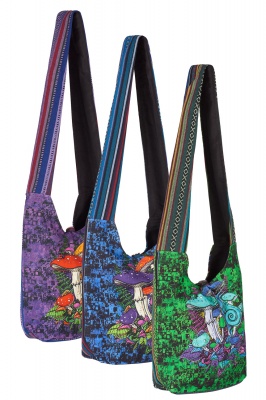 Mushroom screen printed shoulder bag