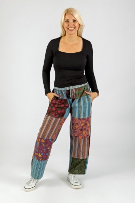 タグ付きEmbroidery Patchwork Trousers denim-embroidered-patchwork-