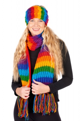 Rainbow wool hippie headband