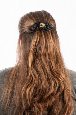 Artisan swirly hair clip with citrine