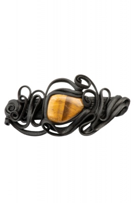 Artisan swirly hair clip with tigers eye