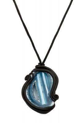 Artisan swirly pendant with blue agate