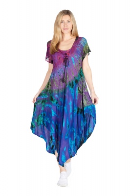 Rainbow tie dye dress with sleeves