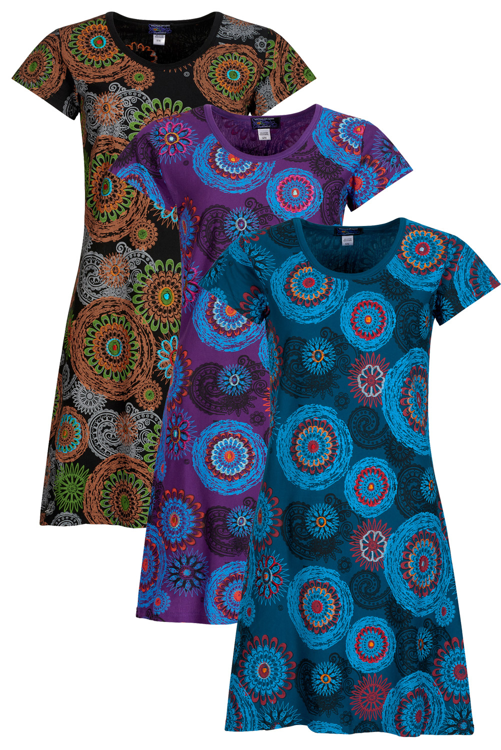 Mandala print short sleeve dress