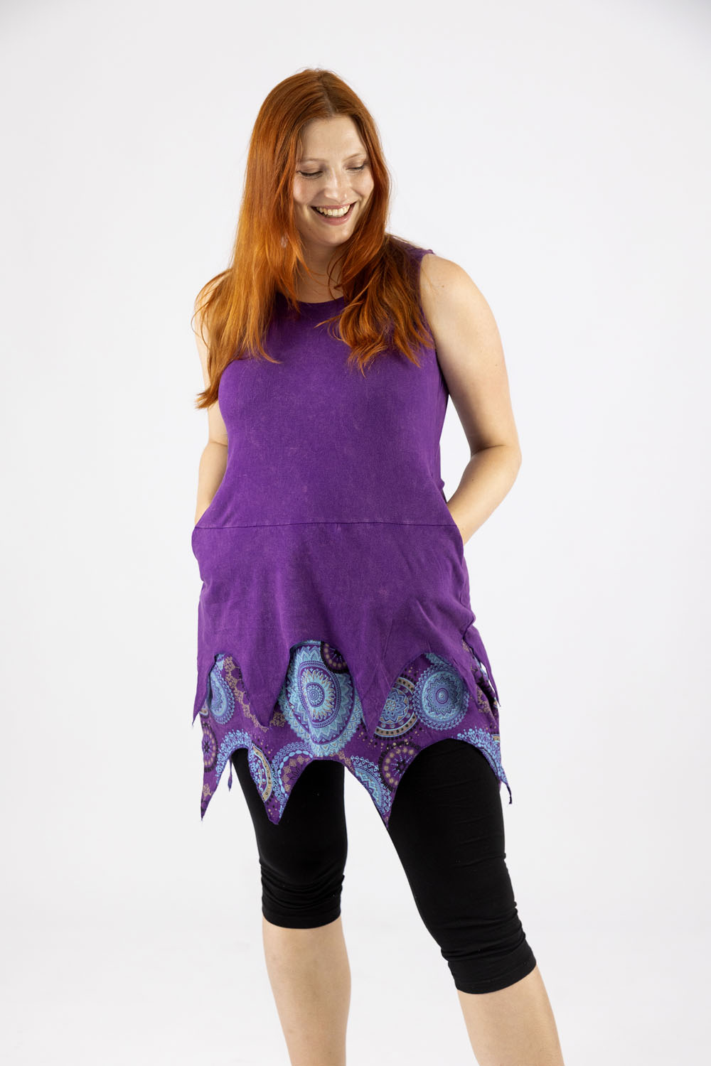 Wicked Dragon Clothing Sylvie sleeveless stonewash tunic with long