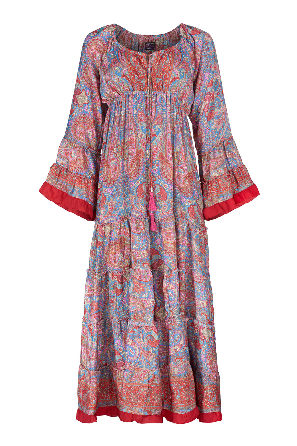 Wicked Dragon Clothing - Bohemian style bell sleeves long silky dress