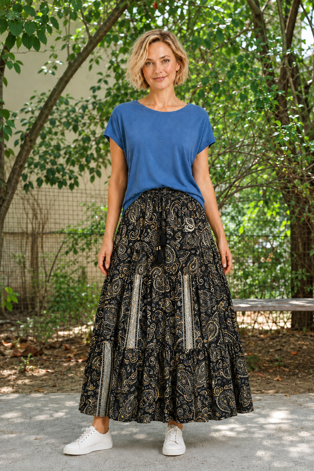 Wicked Dragon Clothing - Sofia Midnight Tiered Maxi Skirt | Boho