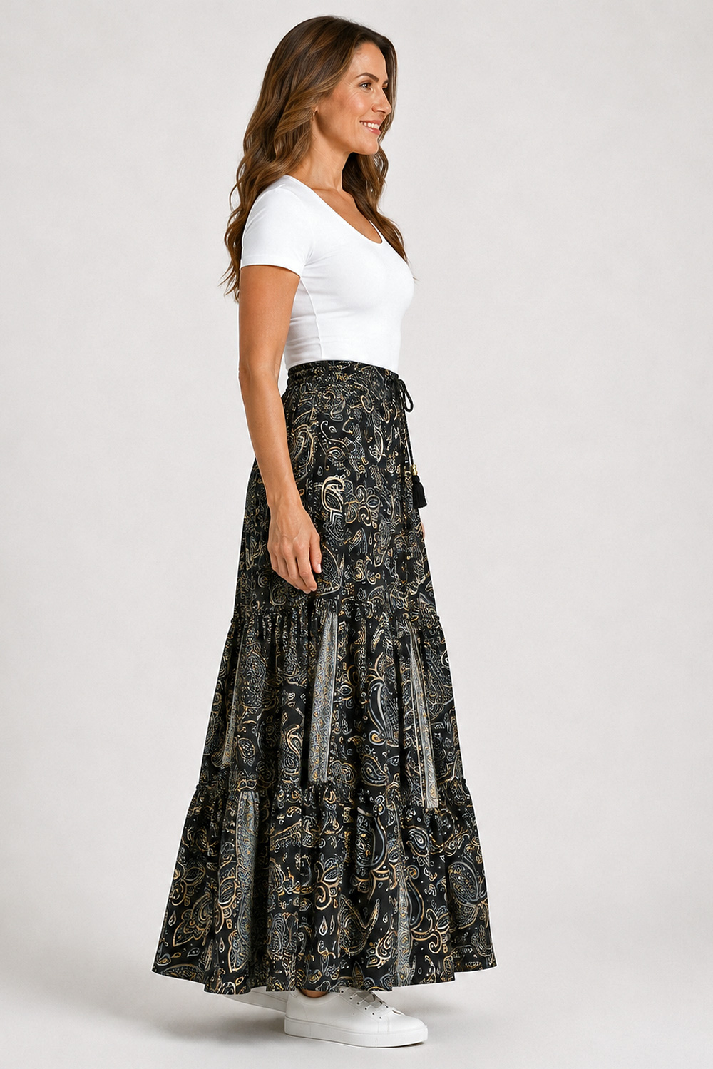 Wicked Dragon Clothing - Sofia Midnight Tiered Maxi Skirt | Boho