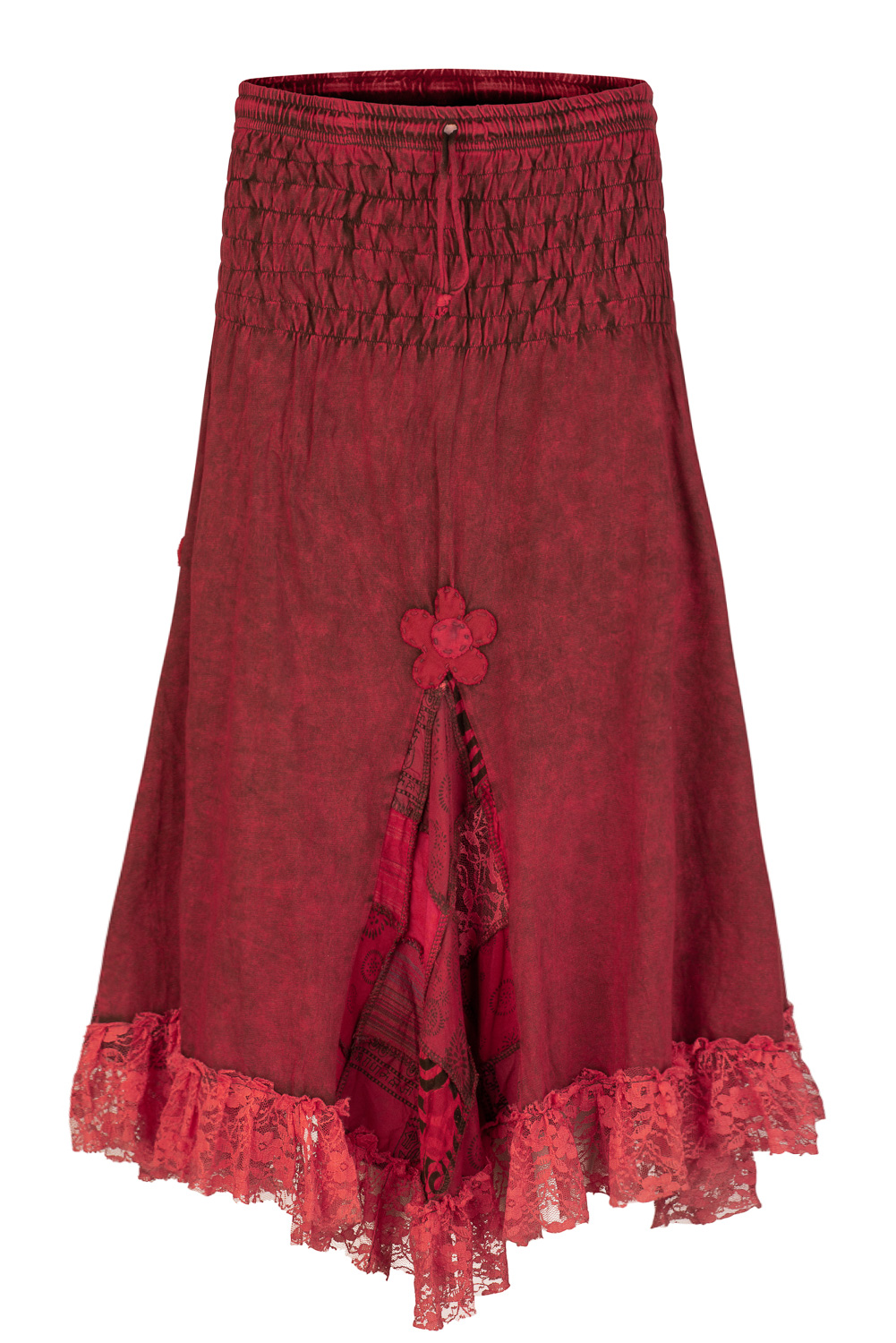 Wicked Dragon Clothing - Boho skirt with patchwork & lace