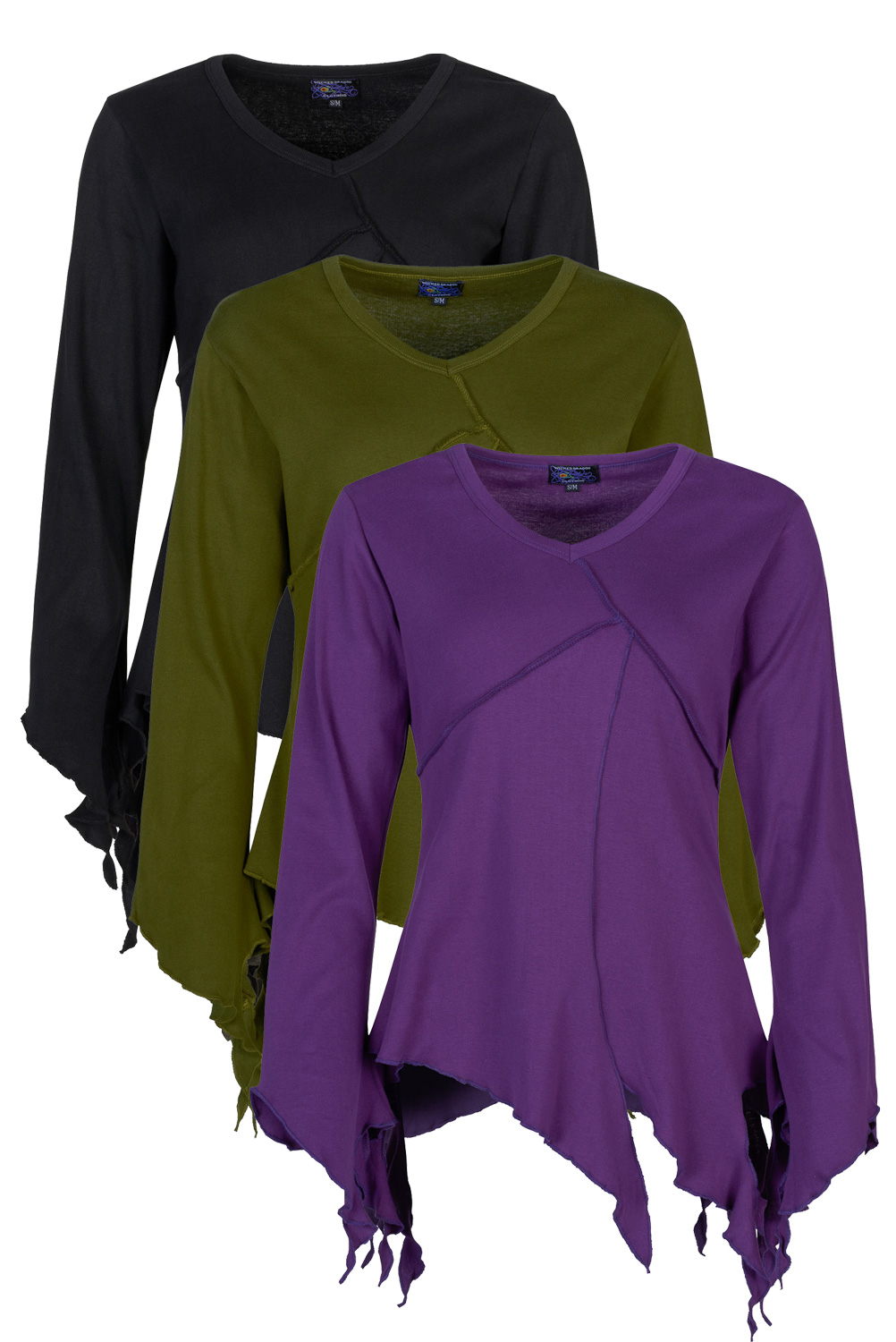 Long sleeve pixie top with pointy hem
