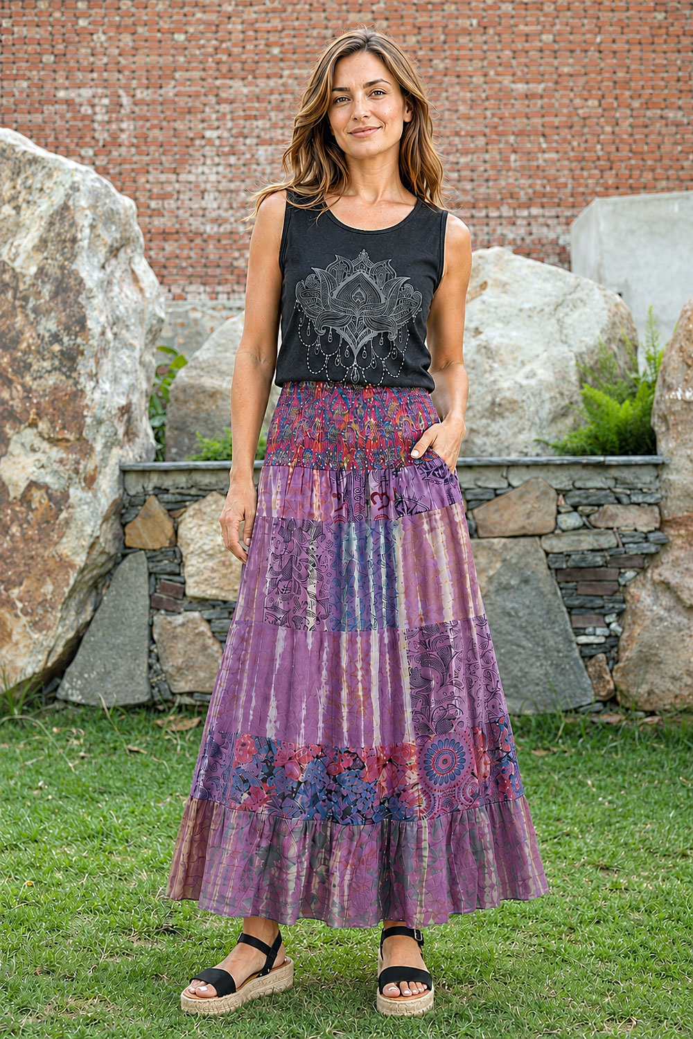 Wicked Dragon Clothing - Daisy Patchwork Cotton Skirt with Pockets