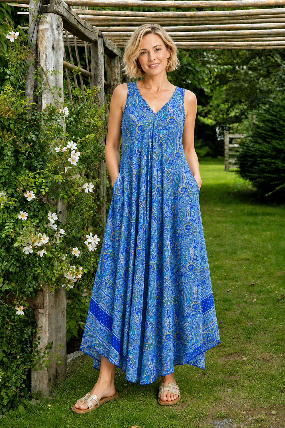 Wicked Dragon Clothing - Skyla Sleeveless Paisley Maxi Dress with