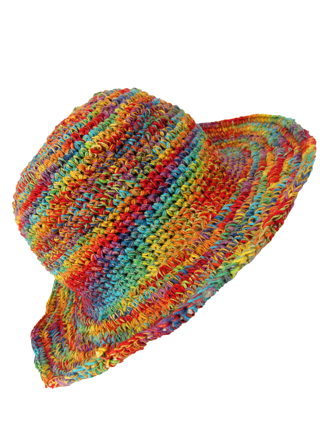 New Hemp and Cotton Wire Rim Rainbow Festival Hat