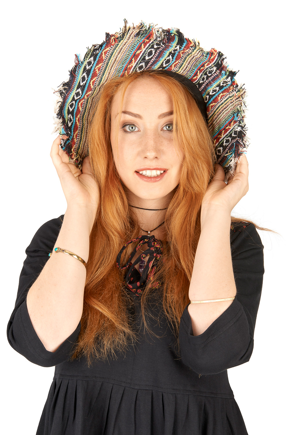 Hemp wire brim patchwork hat