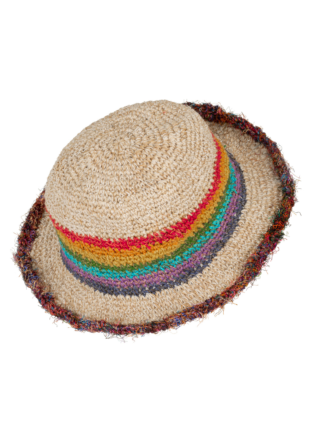 Hemp wire brim rainbow hat