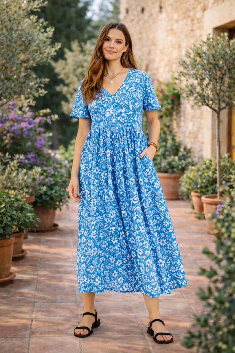 boho midi dresses uk Florence Midi Dress in Powder Blue & Peach Paisley
