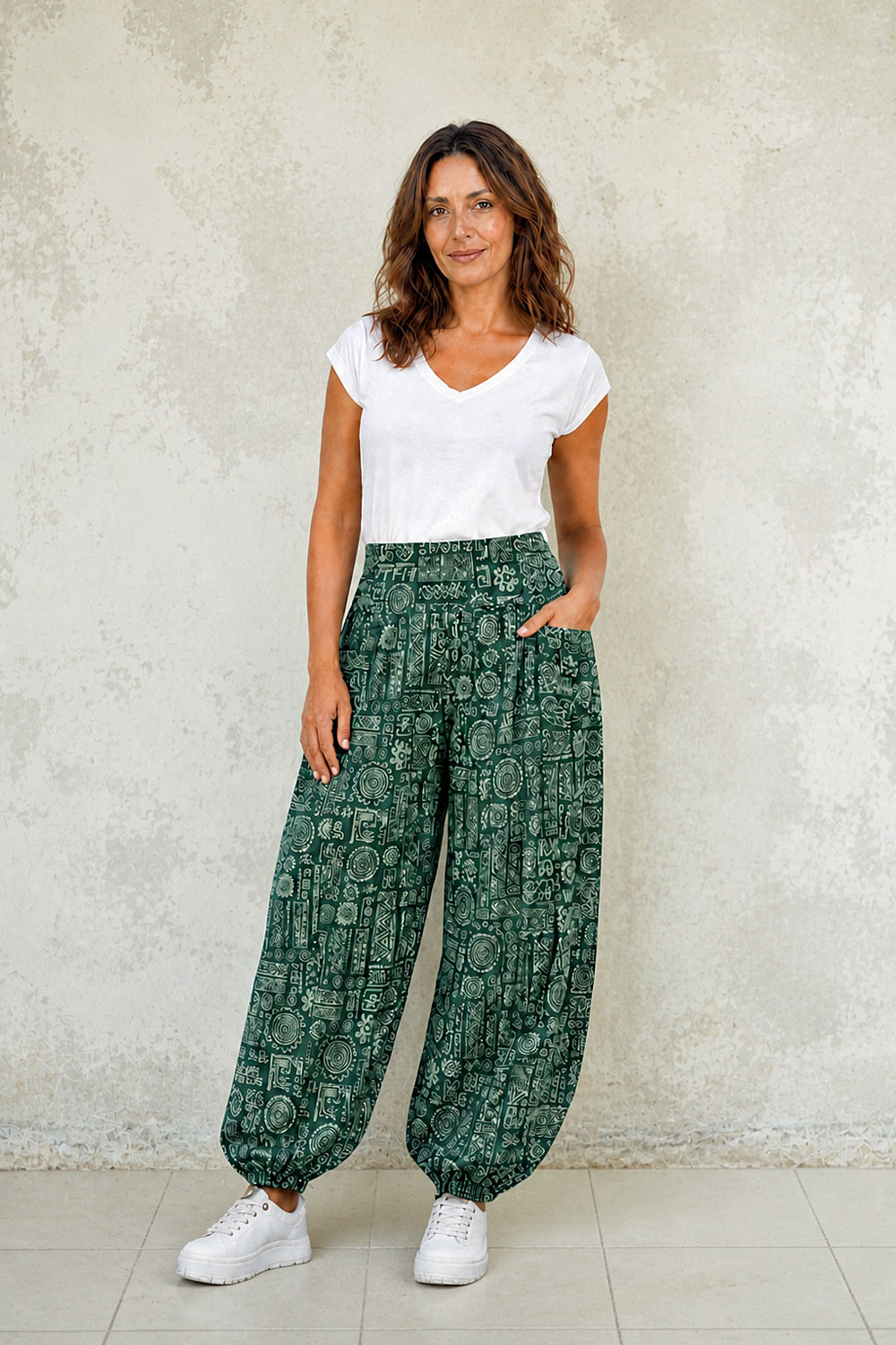Wicked Dragon Clothing - Aztec Cuffed Boho Trousers – Cotton Relaxed ...