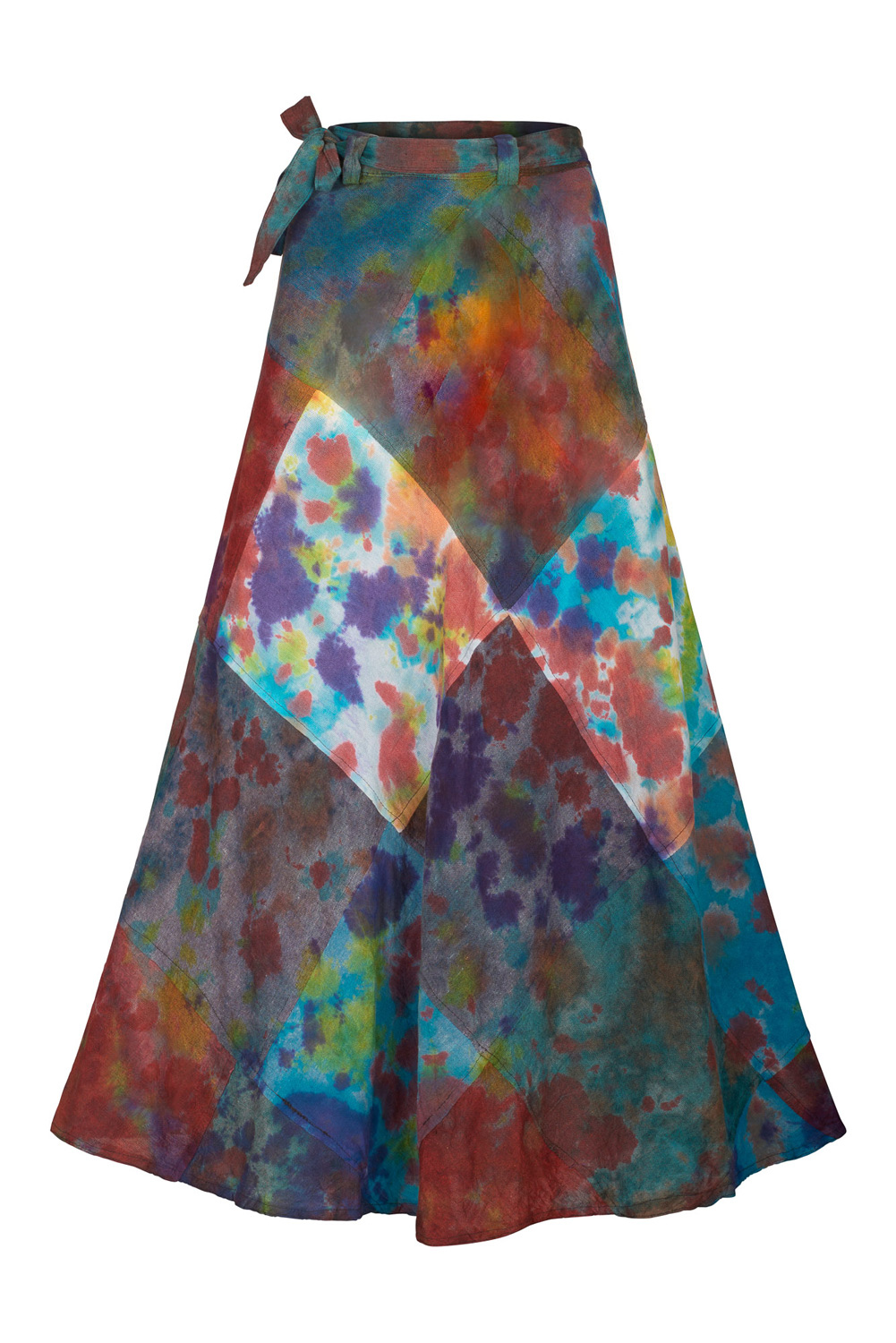 Rainbow tie dye patchwork wraparound skirt