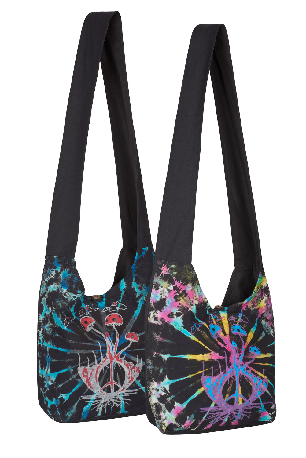 Funky mushroom tie dye shoulder bag