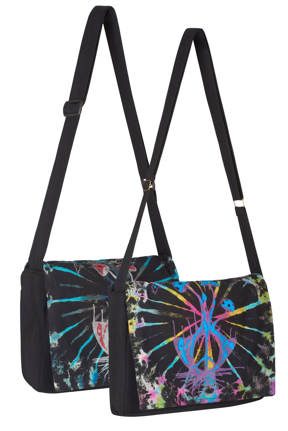 Funky mushroom tie dye satchel bag