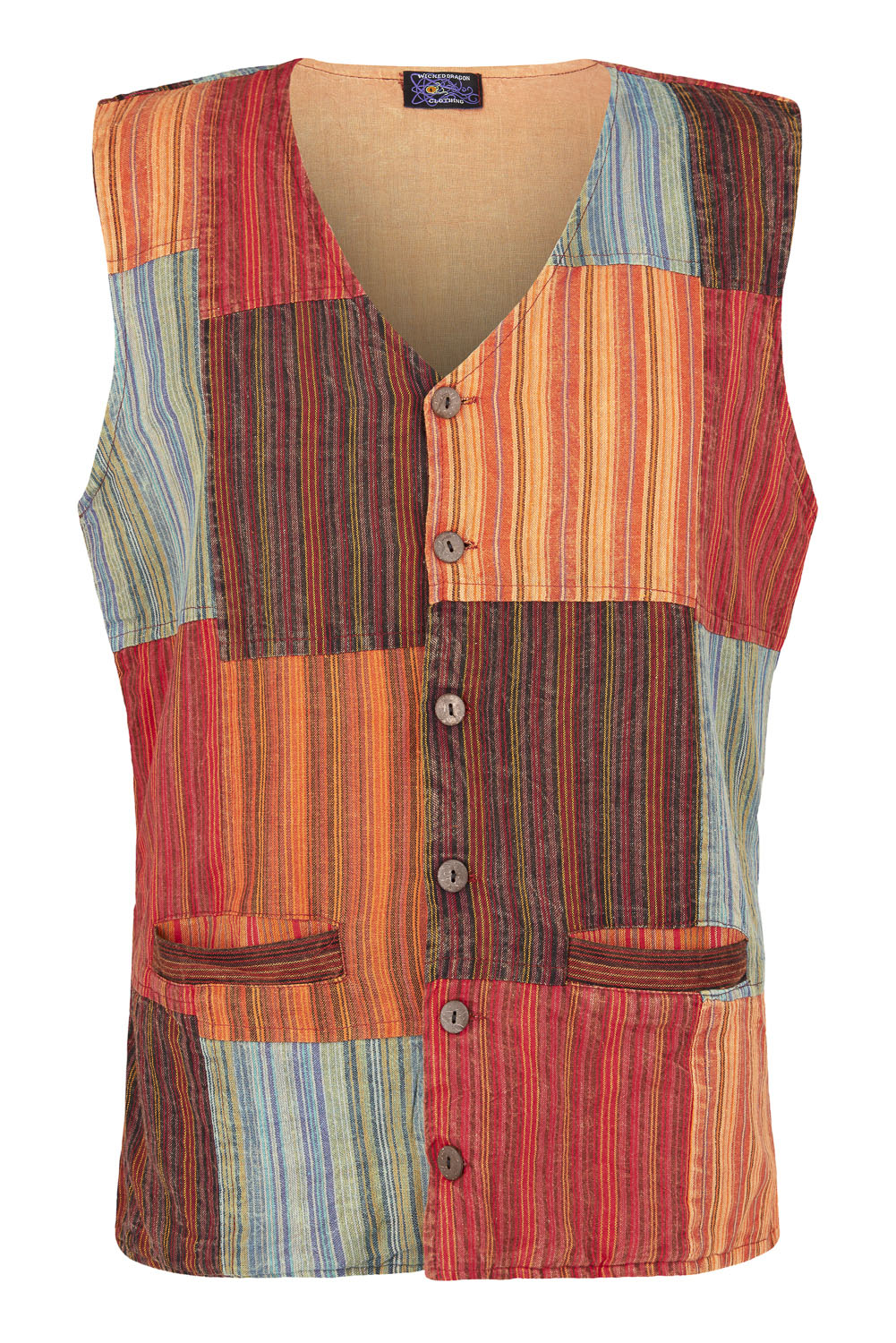 Hippie Waistcoat Unisex Adult Brown CND Logos Fur Trim main image 0