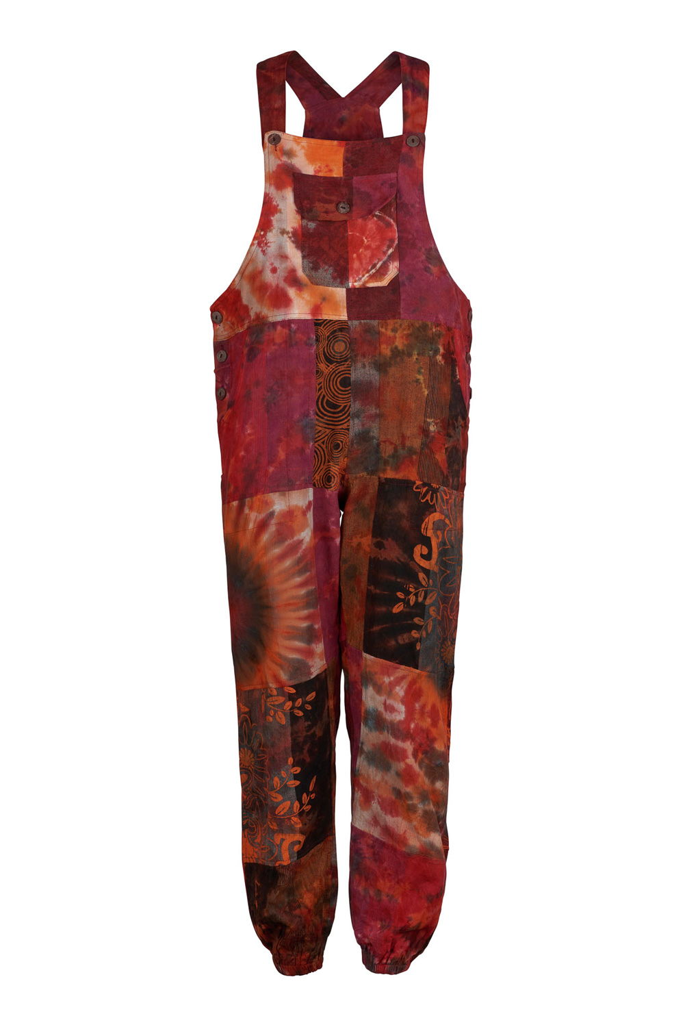 Wicked Dragon Clothing - Hippie tie dye patchwork dungarees