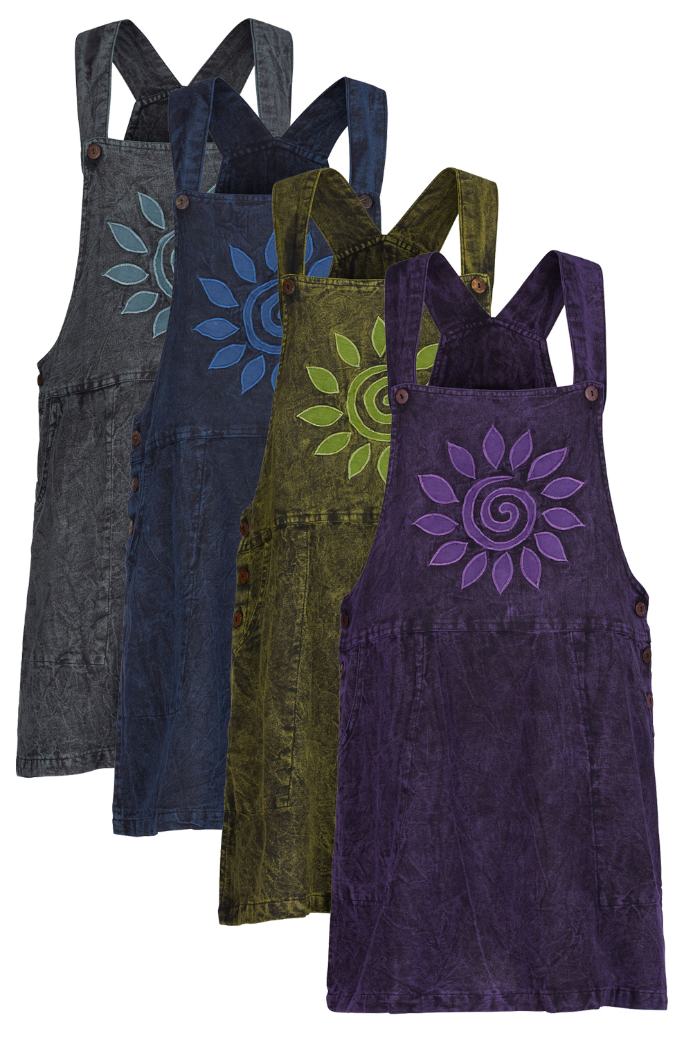 Spiral sun pinafore dress