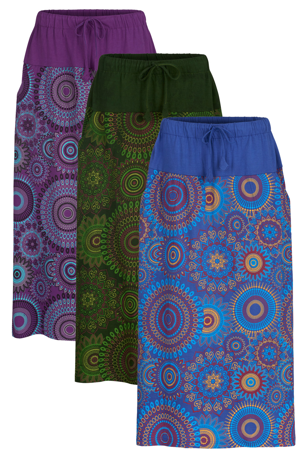 Mandala printed maxi skirt with pockets
