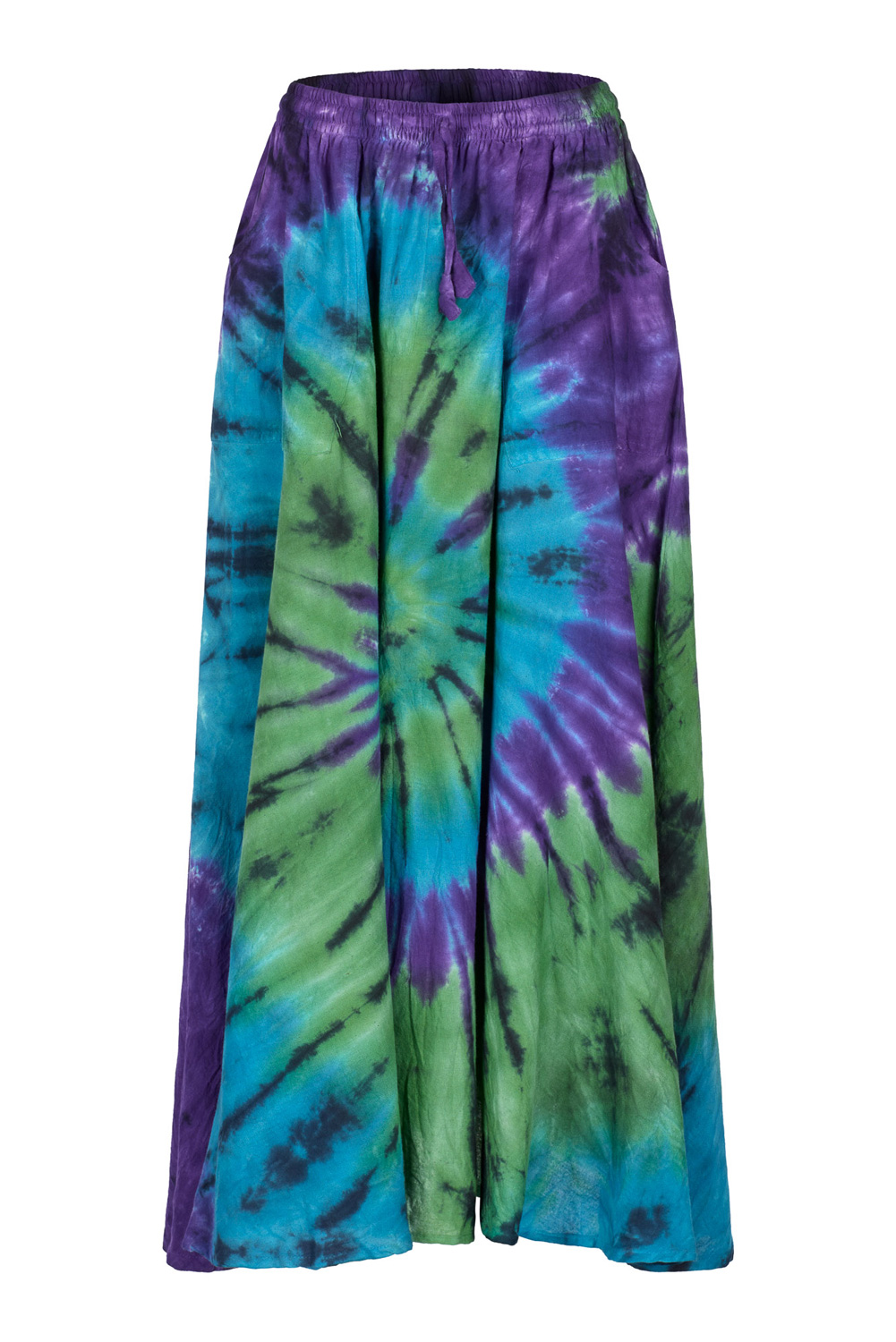 Tie Dye Cloud Front Slit Maxi Skirt