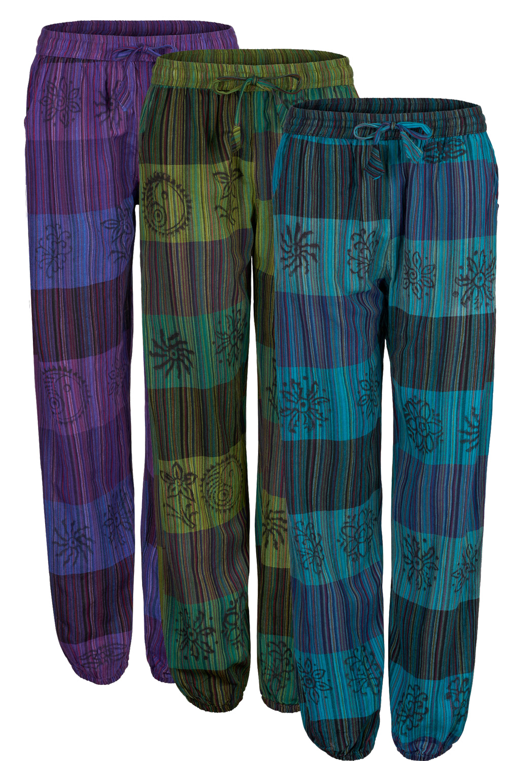 Long printed hippie trousers
