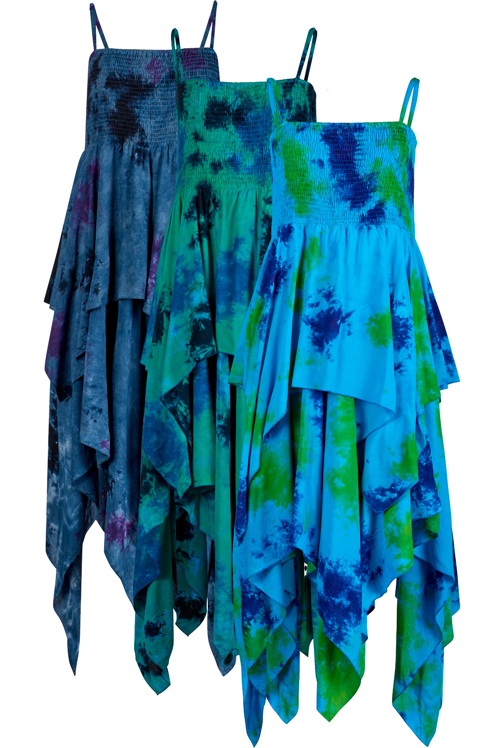 Tie dye handkerchief hem dress - Free size