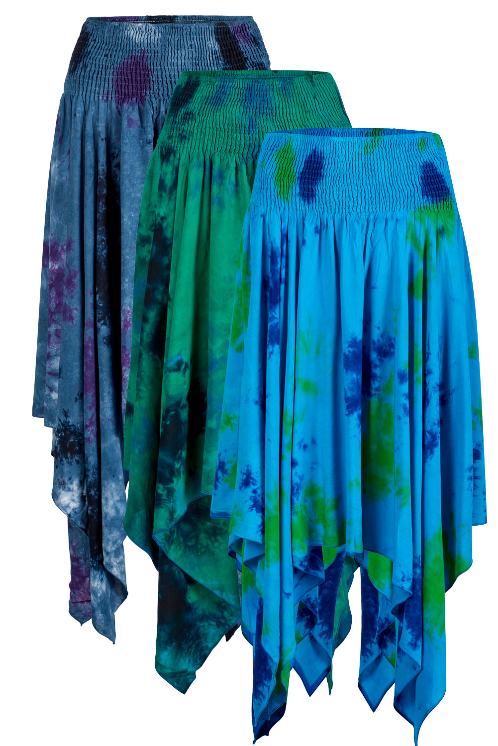 Tie dye handkerchief hem pixie skirt